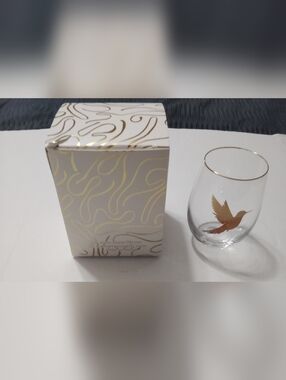 Gold Hummingbird Stemless Glass - Decorative Gold Accent